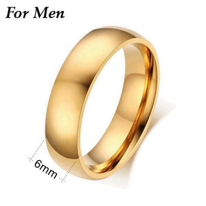 Wedding Rings for Women & Men Titanium Steel Gold-Color Engagement Jewelry Couple Ring Gift