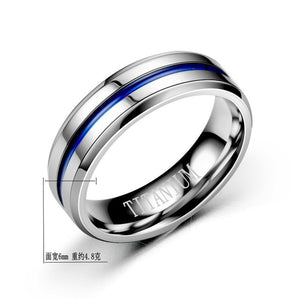 Classic Titanium Steel Jewelry Trendy Wedding Bands Blue Rings for Lovers