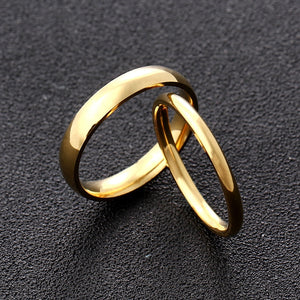 New Arrivals Stainless steel Gold Smooth Romantic Simplicity Couple Rings Women Men Wedding Party