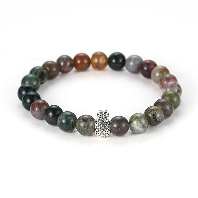 charm Chakra Men's Natural Stone Bracelets couple zirconia round pineapple beads Bracelet&bangle set Jewelry for men best gift