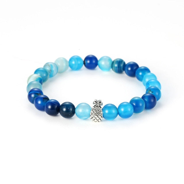 charm Chakra Men's Natural Stone Bracelets couple zirconia round pineapple beads Bracelet&bangle set Jewelry for men best gift