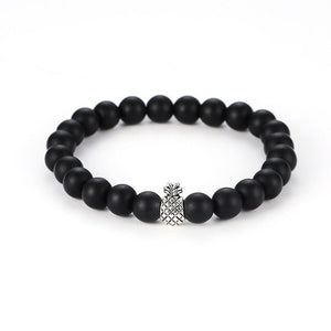 trendy Men's Natural pineapple Stone Bracelets set couple Volcanic stone texture beads Bracelets&bangles Jewelry for men gift