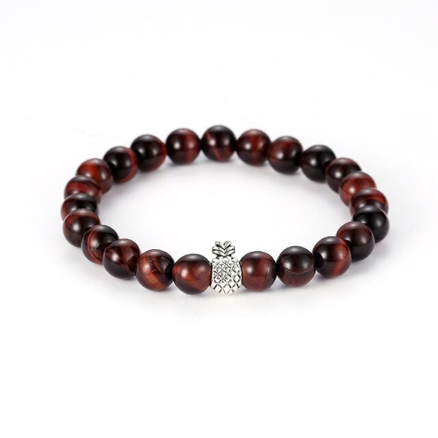 trendy Men's Natural pineapple Stone Bracelets set couple Volcanic stone texture beads Bracelets&bangles Jewelry for men gift