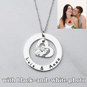 Personalized Photo Necklace Engraved Picture Necklace Silver Heart Stainless Steel Choker Custom Photo Necklace Lover's Gift