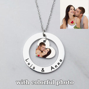 Personalized Photo Necklace Engraved Picture Necklace Silver Heart Stainless Steel Choker Custom Photo Necklace Lover's Gift