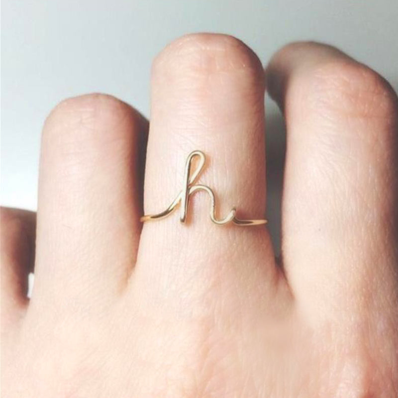 Metal A-Z 26 Letter Open Finger Ring Unique Alloy Initial Alphabet Couple Ring For Women Men Jewelry Bijoux de bague