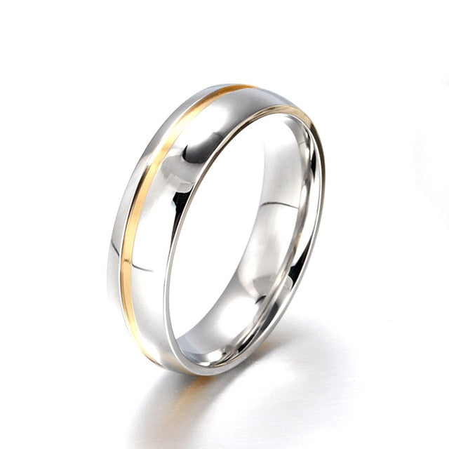 Romantic Crystal Wedding Rings For Lovers 6MM Stainless Steel Couple Rings Female Classic Engagement Personalized Party Gifts