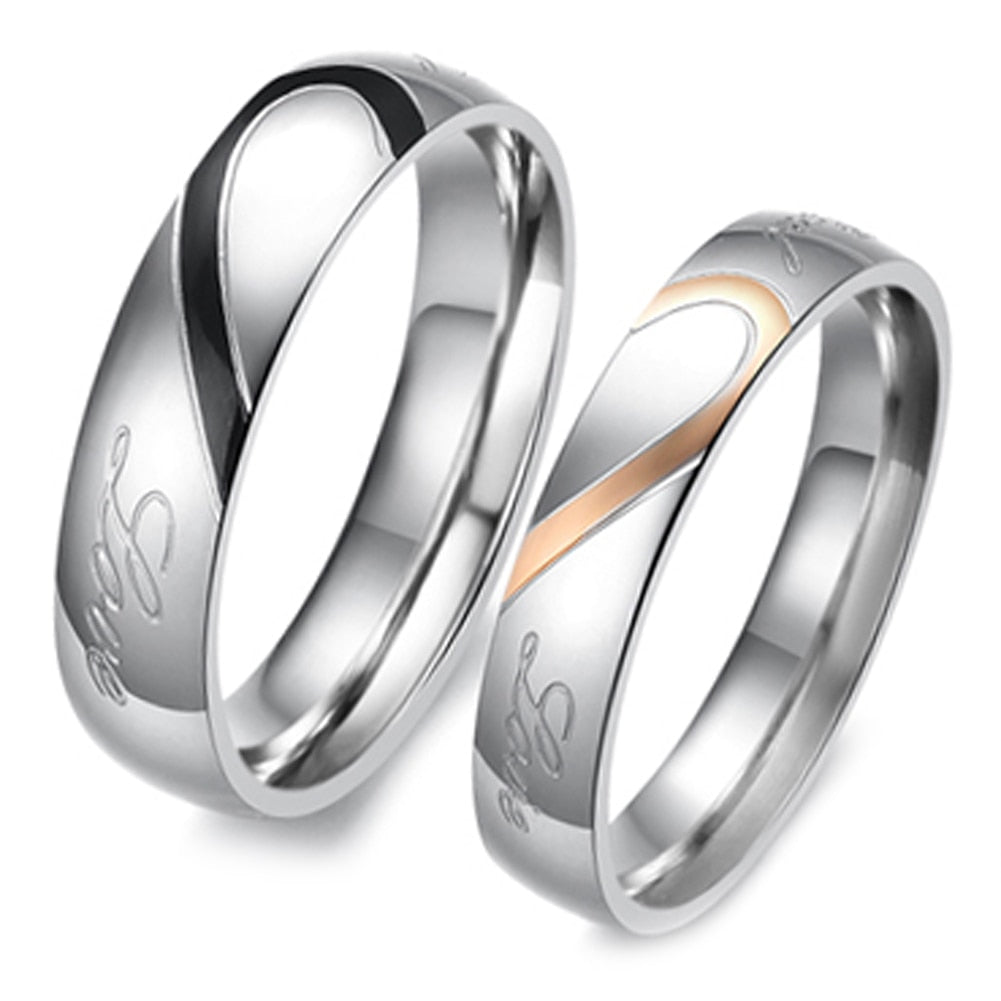 Couple Ring Quality Stainless Steel Heart Alliance Ring For Women Men