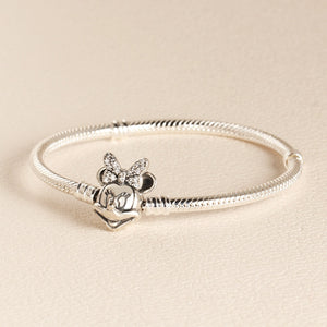 Authentic 925 Sterling Silver Shimmering Minnie Portrait MOMENTS Bracelets Fit European Charm Pan Bracelet For Women DIY Jewelry