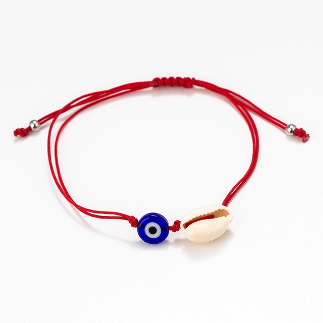 Braided Evil Eye Shell Bracelet Women Men Lucky Red String Charm Bracelets Handmade Couple Rope Jewelry