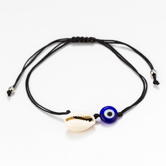 Braided Evil Eye Shell Bracelet Women Men Lucky Red String Charm Bracelets Handmade Couple Rope Jewelry