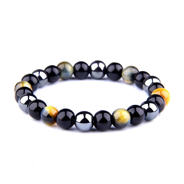 Vinswet Beads Bracelets Men Natural Black Obsidian Hematite Yellow Tiger Eye Bracelet For Women Men Health Protection Jewelry