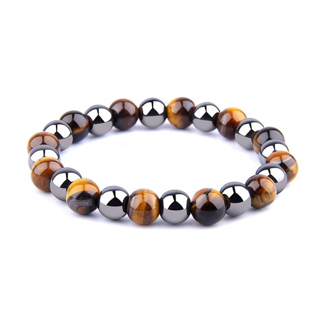 Vinswet Beads Bracelets Men Natural Black Obsidian Hematite Yellow Tiger Eye Bracelet For Women Men Health Protection Jewelry