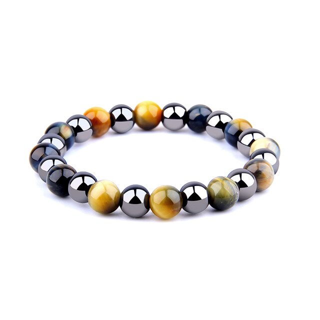 Vinswet Beads Bracelets Men Natural Black Obsidian Hematite Yellow Tiger Eye Bracelet For Women Men Health Protection Jewelry