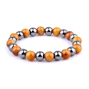 Vinswet Beads Bracelets Men Natural Black Obsidian Hematite Yellow Tiger Eye Bracelet For Women Men Health Protection Jewelry