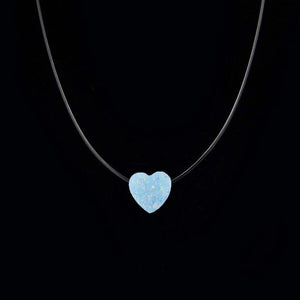 geneneic Female Transparent Fishing Line Necklace Invisible Chain Love Heart Pendant  Women Resin Heart Choker Necklace Jewelry