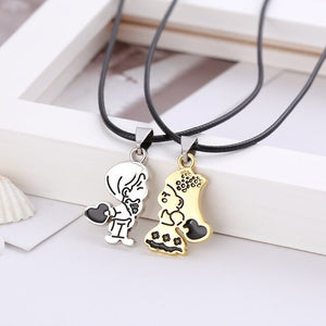 2 PCS/lot  Couple Necklace love   Pendant Love Heart Puzzle Matching Two Halves Heart for Lovers Memorial Day Gift