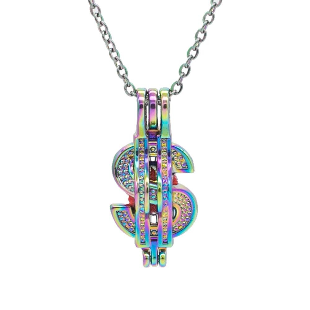 1pcs Colorful Dollar Money Oyster Pearl Bead Cages Pendant Essential Oil Diffuser Locket Craft Jewelry Making Necklace DIY