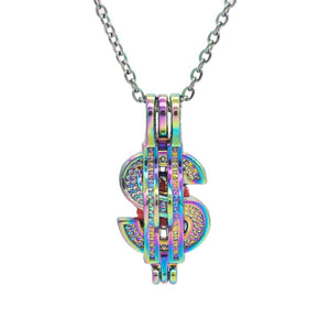 1pcs Colorful Dollar Money Oyster Pearl Bead Cages Pendant Essential Oil Diffuser Locket Craft Jewelry Making Necklace DIY