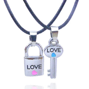 Metal Lock and Key Pendant Lover Necklace Lover Present Valentines Gift Couple Jewelry 2 Pieces / Pair /lot