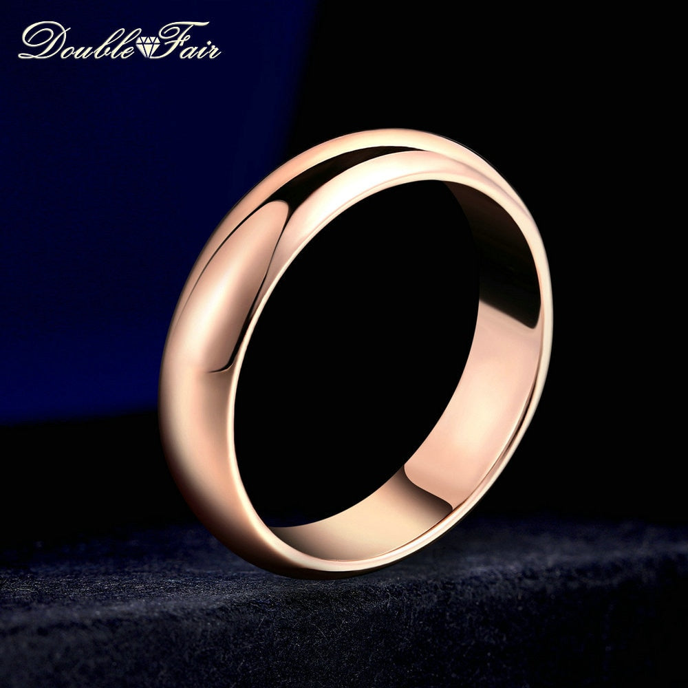 Double Fair Simple Design Couple Round Rings Rose Gold/Silver Color Fashion Wedding Jewelry For Men&Women Lover HotSale DFR049