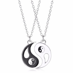 2pcs Matching Friendship Best Friends Ying Yang Stainless Steel Pendant Necklaces Set Valentine's Gift Couple Puzzle Necklace