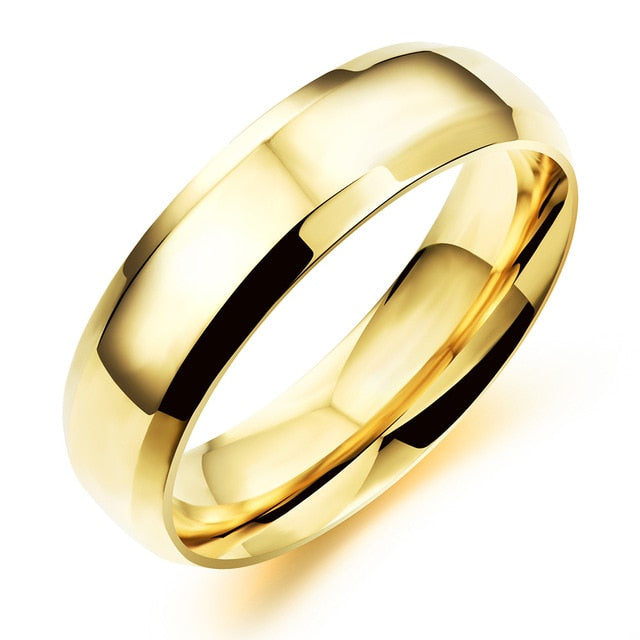 JeeMango Lovers' 316L Stainless Steel Gold Color Couple Ring Jewelry For Women Men