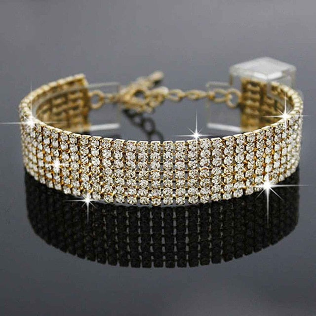 Crystal Rhinestone Bracelet Bangle Wedding Bridal Wristband Jewelry Accessories Bracelet Ornaments Pendientes Wristlet Wristband