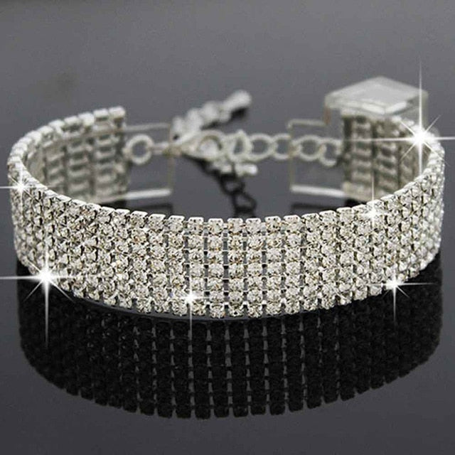 Crystal Rhinestone Bracelet Bangle Wedding Bridal Wristband Jewelry Accessories Bracelet Ornaments Pendientes Wristlet Wristband