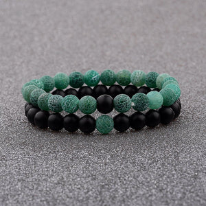 Amader 2019  Couple Bracelet Women's Weathered Onyx Stone Beaded Elastic Distance Bracelet Lover Men Bileklik Pulseras AB242