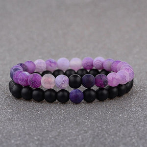 Amader 2019  Couple Bracelet Women's Weathered Onyx Stone Beaded Elastic Distance Bracelet Lover Men Bileklik Pulseras AB242