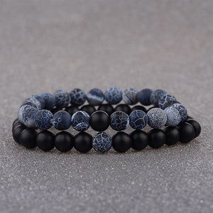 Amader 2019  Couple Bracelet Women's Weathered Onyx Stone Beaded Elastic Distance Bracelet Lover Men Bileklik Pulseras AB242