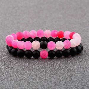 Amader 2019  Couple Bracelet Women's Weathered Onyx Stone Beaded Elastic Distance Bracelet Lover Men Bileklik Pulseras AB242