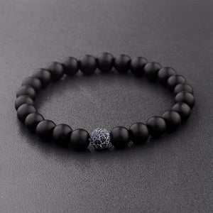 Amader 2019  Couple Bracelet Women's Weathered Onyx Stone Beaded Elastic Distance Bracelet Lover Men Bileklik Pulseras AB242