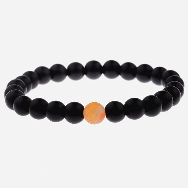 Amader 2019  Couple Bracelet Women's Weathered Onyx Stone Beaded Elastic Distance Bracelet Lover Men Bileklik Pulseras AB242