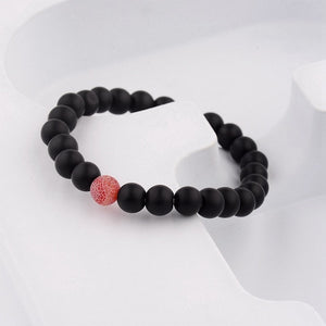 Amader 2019  Couple Bracelet Women's Weathered Onyx Stone Beaded Elastic Distance Bracelet Lover Men Bileklik Pulseras AB242