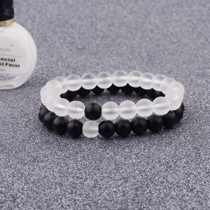 Amader 2019  Couple Bracelet Women's Weathered Onyx Stone Beaded Elastic Distance Bracelet Lover Men Bileklik Pulseras AB242