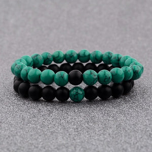 Amader 2019  Couple Bracelet Women's Weathered Onyx Stone Beaded Elastic Distance Bracelet Lover Men Bileklik Pulseras AB242