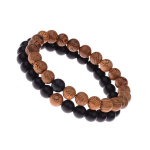 Amader 2019  Couple Bracelet Women's Weathered Onyx Stone Beaded Elastic Distance Bracelet Lover Men Bileklik Pulseras AB242