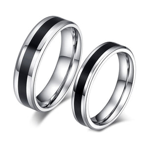 Wedding Rings for Women Men Black & Silver Color Rings Couple Jewelry