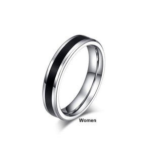 Stainless Steel Rings Classic Alliance Wedding Rings for Women Men Black & Silver Color Rings Couple Jewelry Promise Band