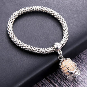 Flower ball Aromatherapy Pendant Bracelet Essential Oil Diffusing Bangle Silver Charm Bracelet Popcorn Chain Jewelry Locket