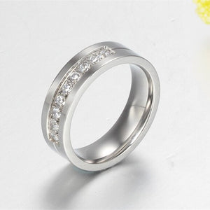 Crystal titanium steel rings couple his and hers promise ring alliances of marriage love ring