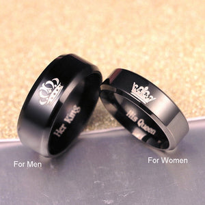 Rings Black King And Queen DIY Engraved Romantic Engagement Wedding Rings For Men Women